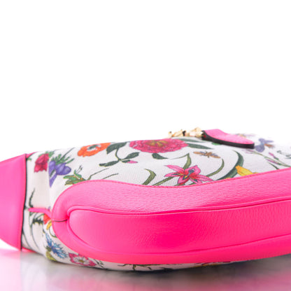 Gucci Canvas Flora Medium Jackie Hobo Fuchsia 6 of 9
