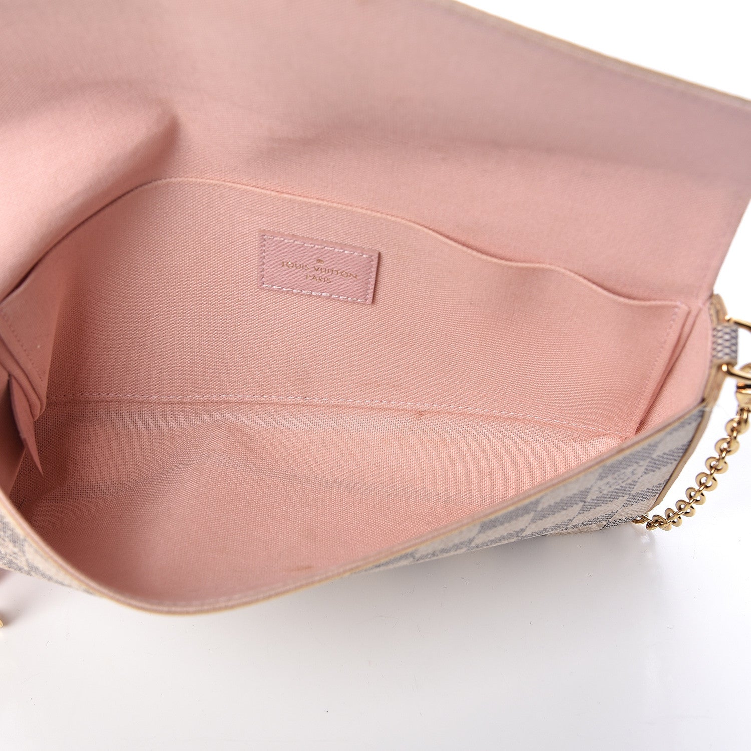 Louis Vuitton Damier Azur Pochette Felicie Chain Wallet Rose Ballerine 7 of 11