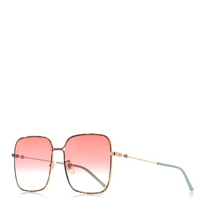 Gucci Metal Square Frame Sunglasses GG0443S Gold Pink 1 of 10