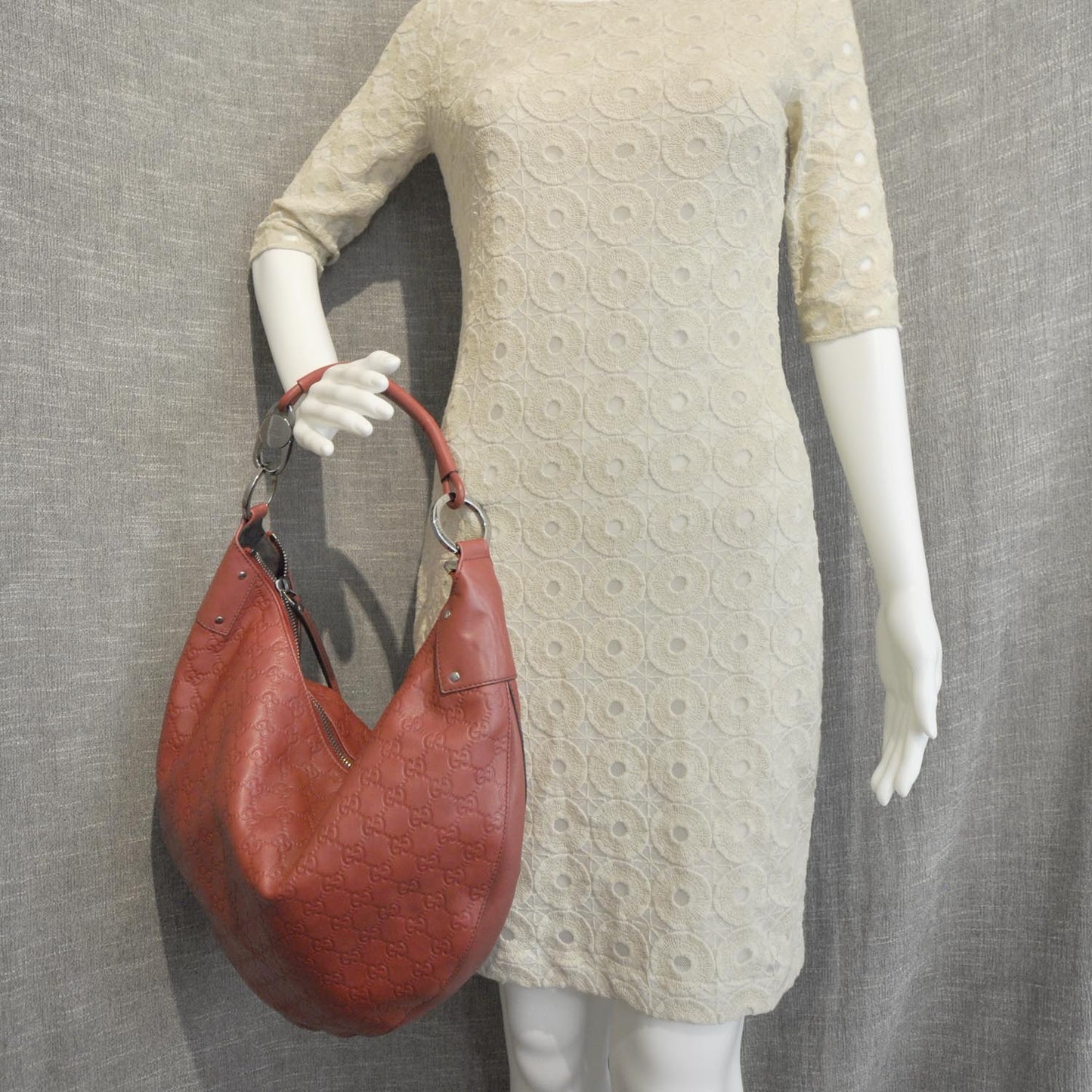 Guccissima Leather Hobo Red