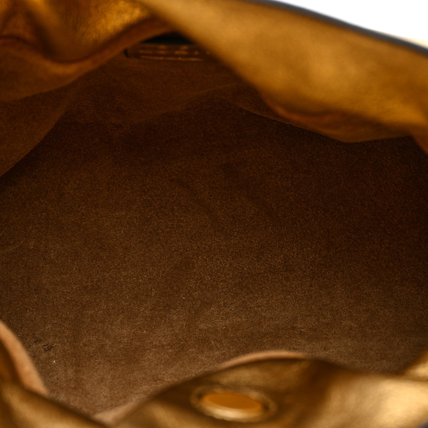 Metallic Calfskin Mini Chain Flamenco Knot Clutch Gold