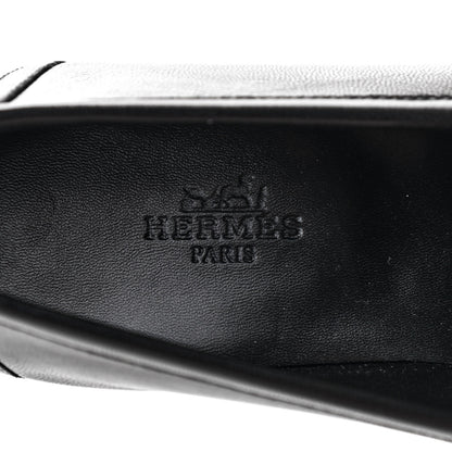 Hermes Goatskin Womens Paris Loafers 37 Black 6 of 8