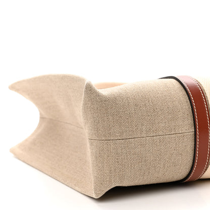 Chloe Linen Calfskin Large Woody Ribbon Tote White Brown 8 of 9