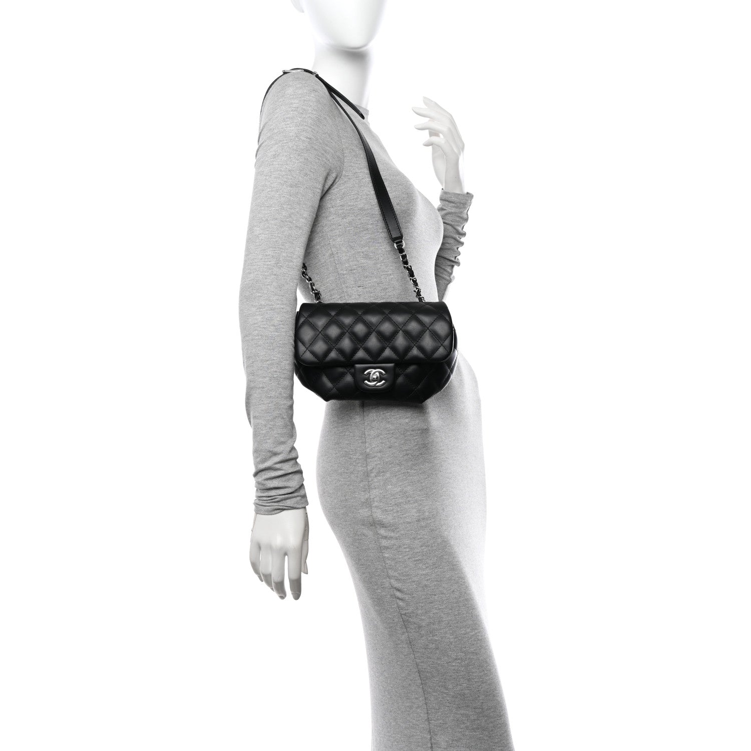 Chanel Calfskin Quilted CC Uniform Flap Belt Bag Black 2 of 10