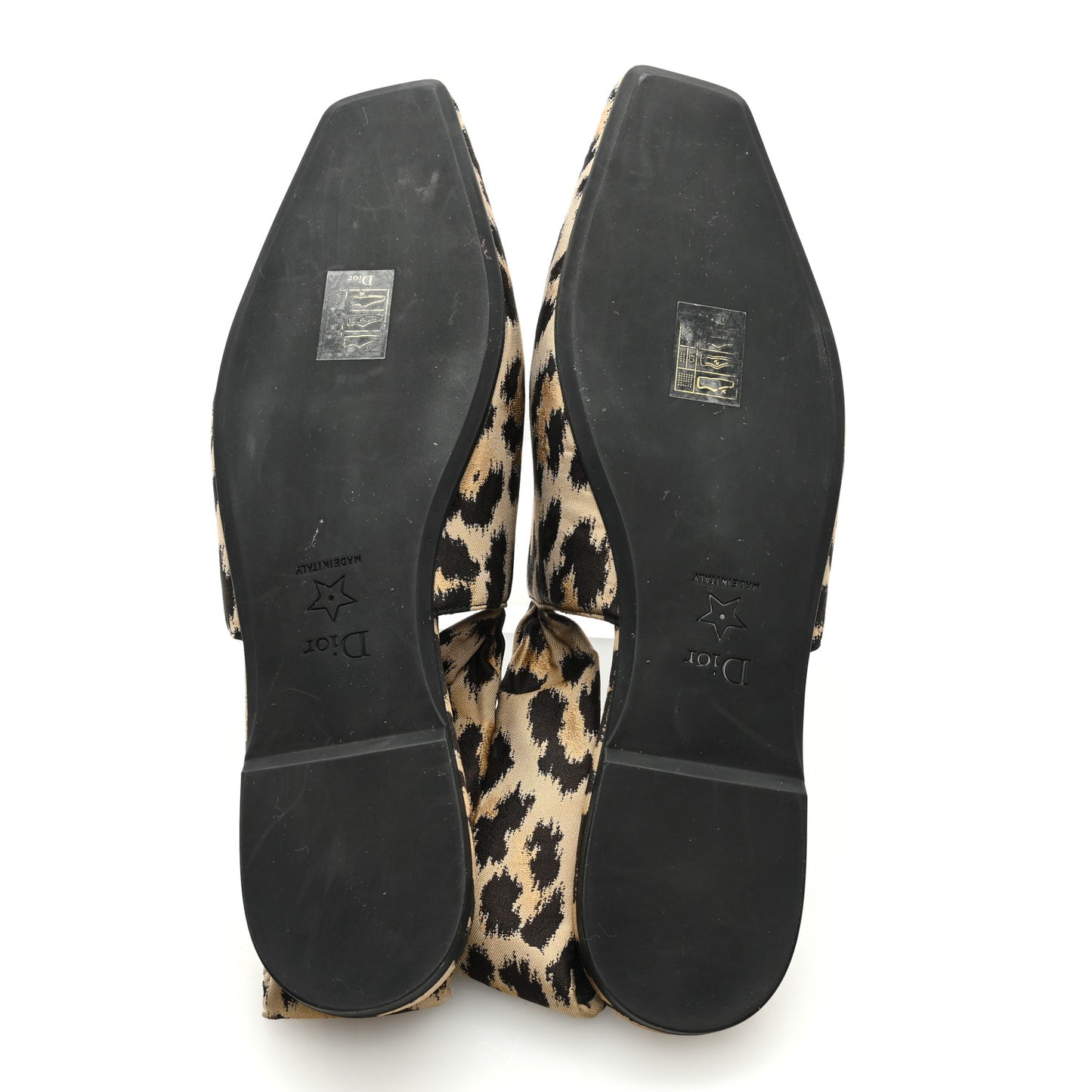 Nylon Leopard Print Mizza Slingback Flat 40 Beige Multicolor