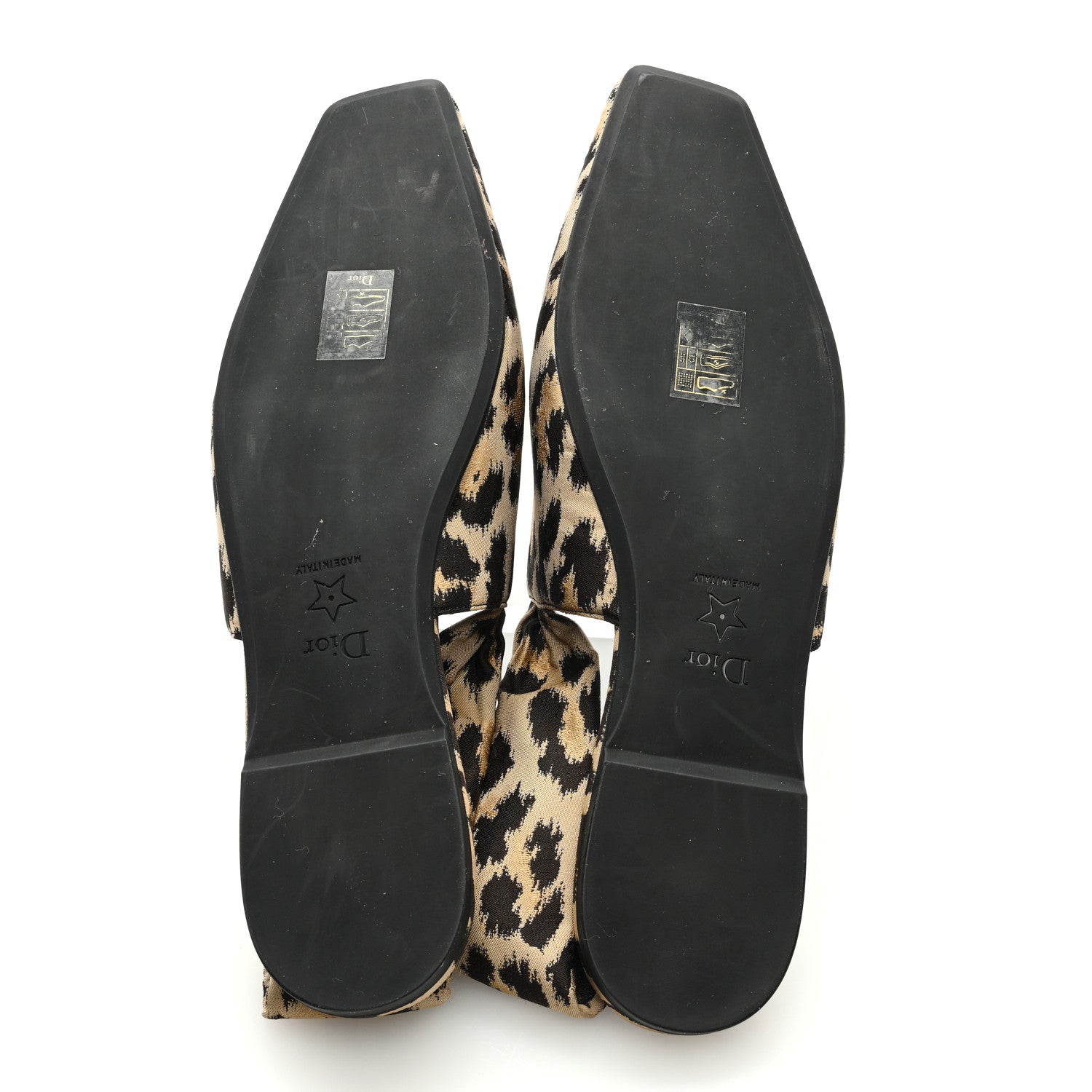 Christian Dior Nylon Leopard Print Mizza Slingback Flat 40 Beige Multicolor 5 of 7