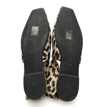 Christian Dior Nylon Leopard Print Mizza Slingback Flat 40 Beige Multicolor 5 of 7