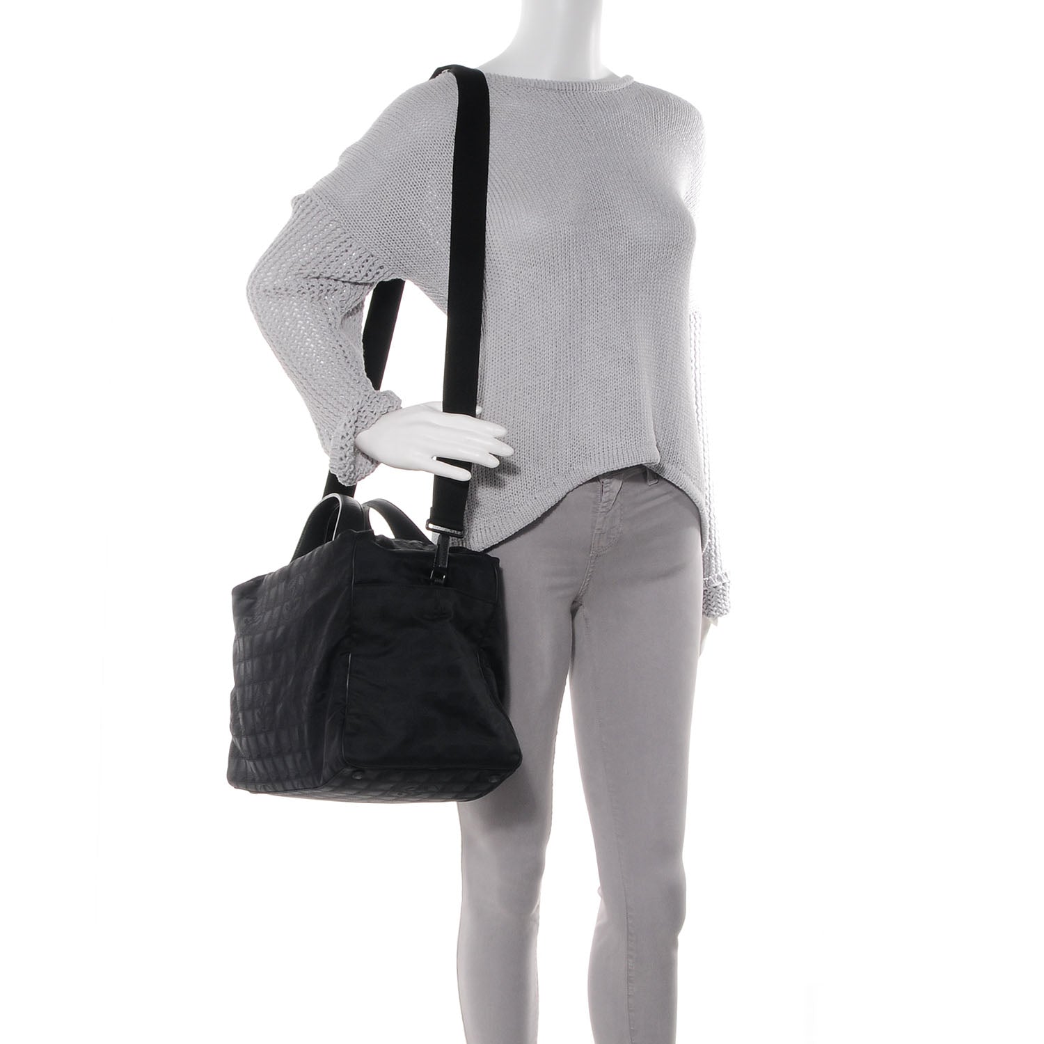 Chanel Nylon Travel Duffel Bag Black 2 of 8