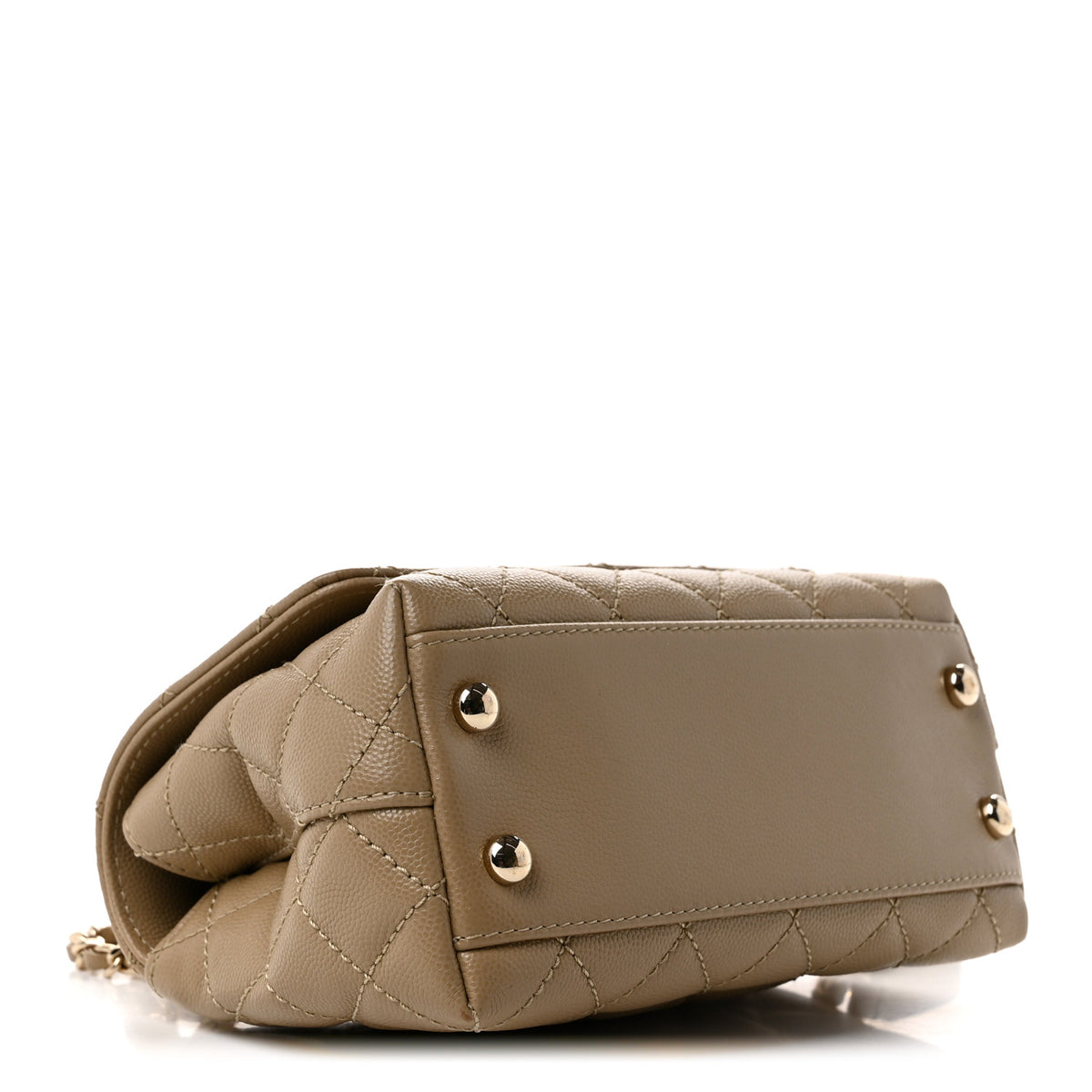 Chanel Caviar Lizard Embossed Quilted Extra Mini Coco Handle Flap Dark Beige 4 of 10