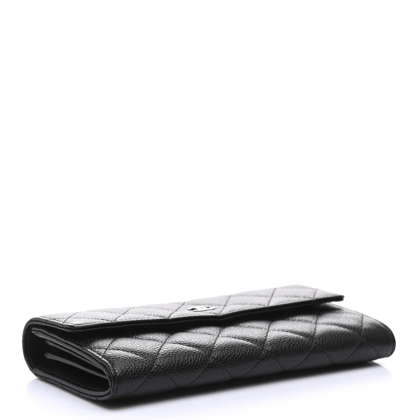 Caviar Quilted Large Flap Wallet Black