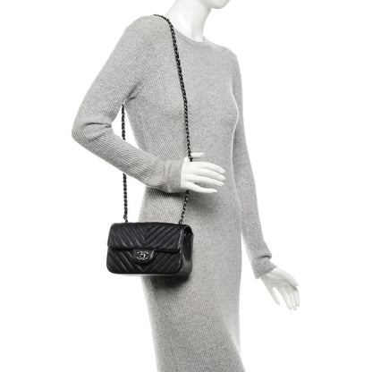 Chanel Caviar Chevron Quilted Mini Rectangular Flap Black 2 of 6