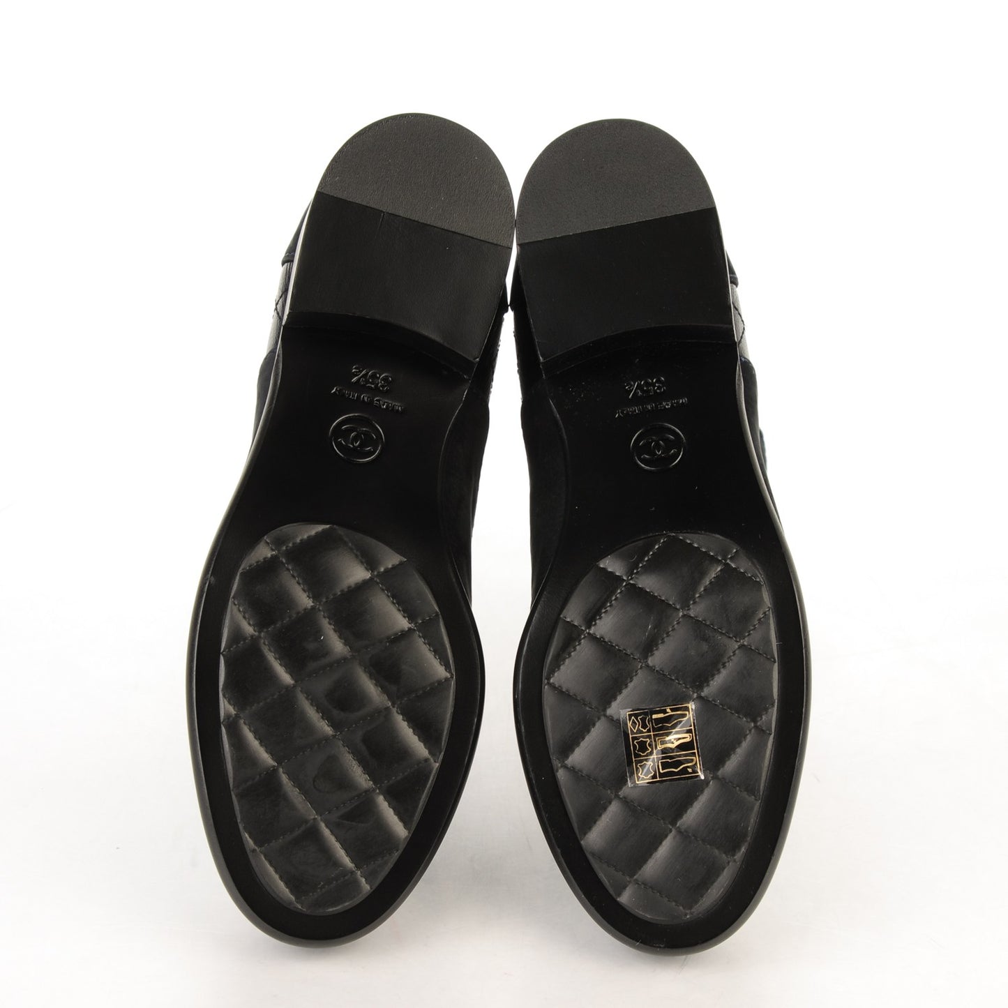 Suede Goatskin Fantasy Quilted Short Boots 35.5 Navy