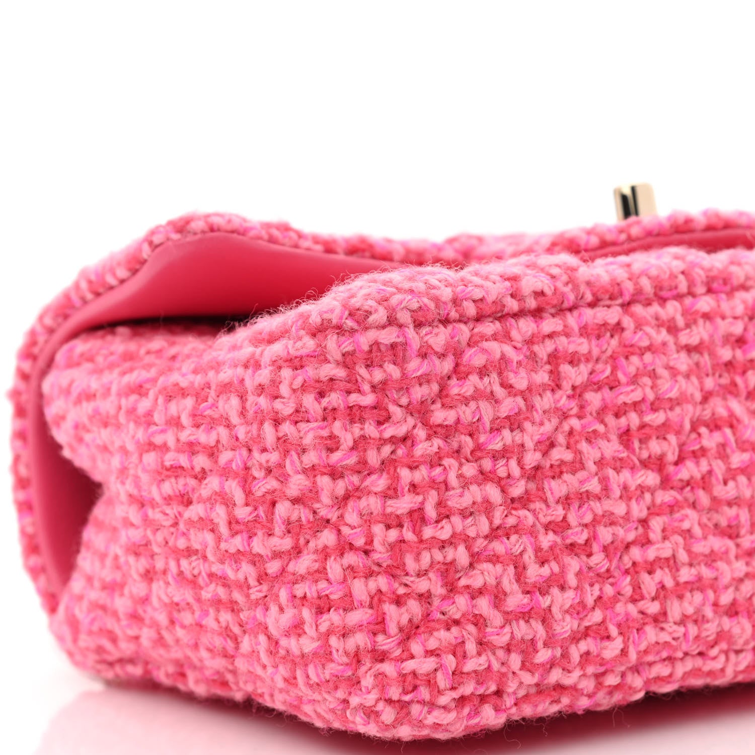 Chanel Wool Tweed Quilted Mini Rectangular Flap Dark Pink Fuchsia 9 of 11