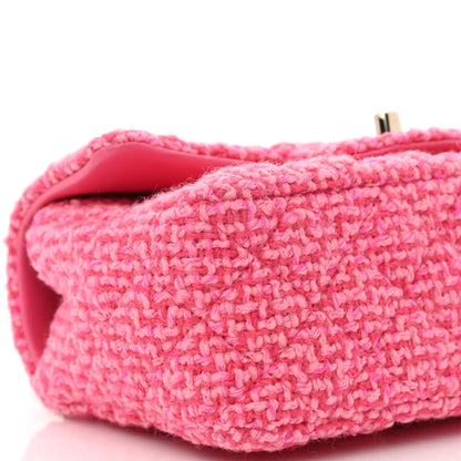 Chanel Wool Tweed Quilted Mini Rectangular Flap Dark Pink Fuchsia 9 of 11