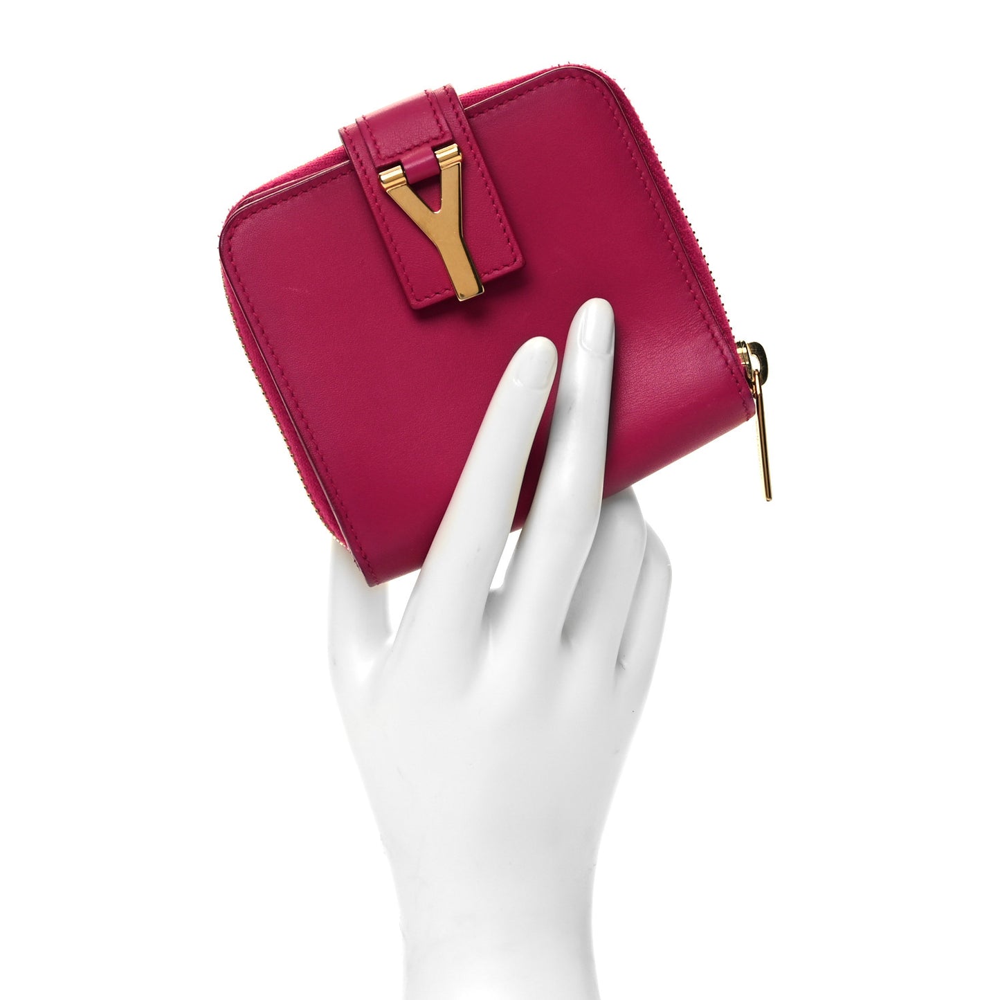 Calfskin Y Line ChYc Compact Wallet Fuchsia
