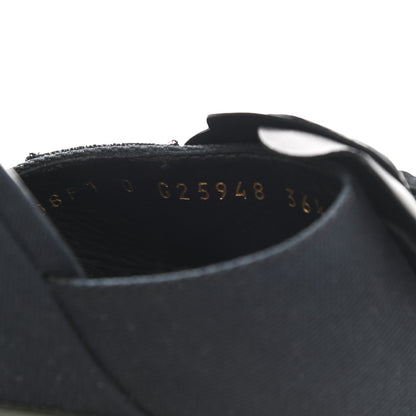 Chanel Canvas Camellia Wedge Sandals 36.5 Black 8 of 9