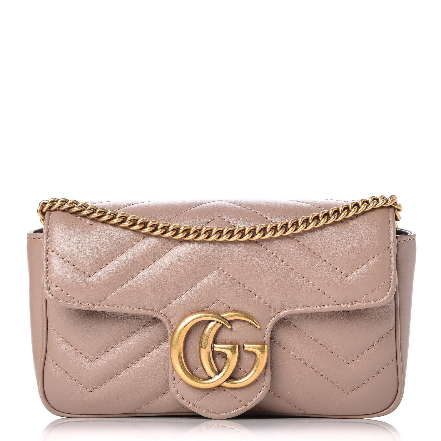 Gucci Calfskin Matelasse Super Mini GG Marmont Shoulder Bag Porcelain Rose 1 of 9