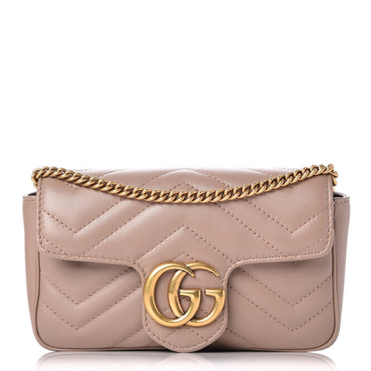 Gucci Calfskin Matelasse Super Mini GG Marmont Shoulder Bag Porcelain Rose 1 of 9