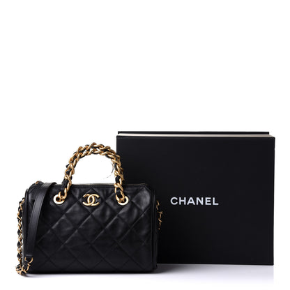 Chanel Shiny Lambskin Quilted Fashion Therapy Bowling Bag Black 11 of 11