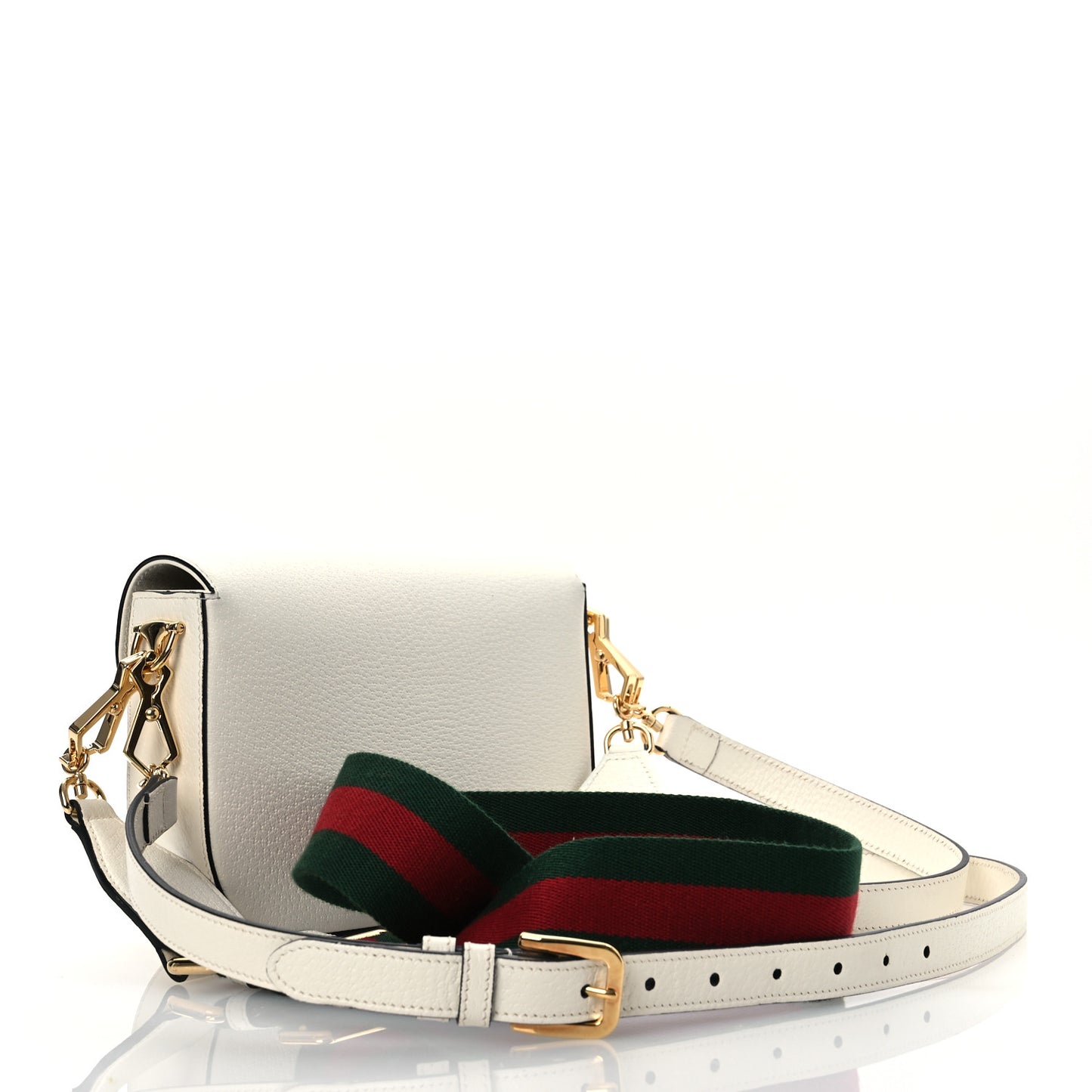 X ADIDAS Textured Dollar Calfskin Web Trefoil Mini Horsebit 1955 Shoulder Bag Off White Black Off White Black