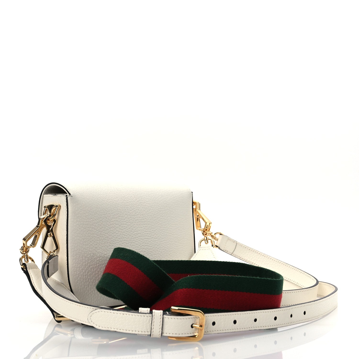 Gucci X ADIDAS Textured Dollar Calfskin Web Trefoil Mini Horsebit 1955 Shoulder Bag Off White Black Off White Black 3 of 10