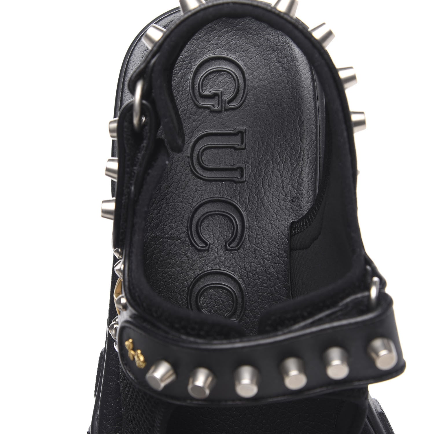 Gucci Nappa Mesh Studded Mens Aguru Sandals 12 Black 6 of 8