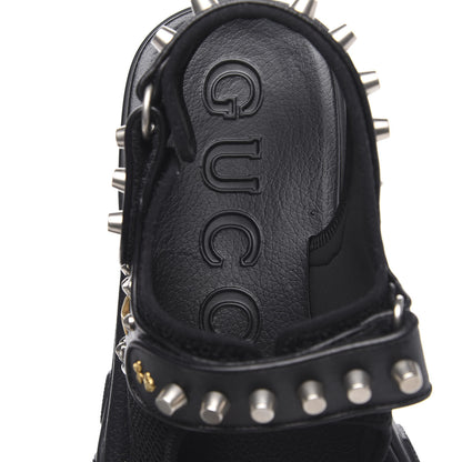 Gucci Nappa Mesh Studded Mens Aguru Sandals 12 Black 6 of 8