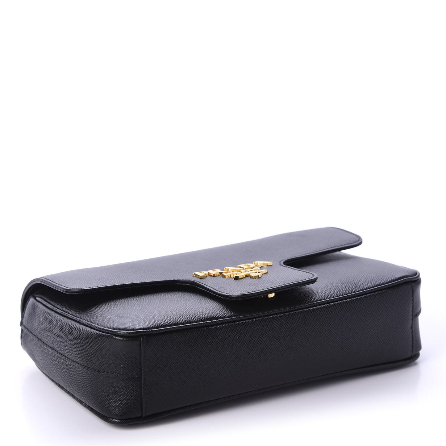 Saffiano Flap Shoulder Bag Black