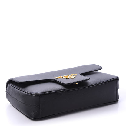 Prada Saffiano Flap Shoulder Bag Black 4 of 11