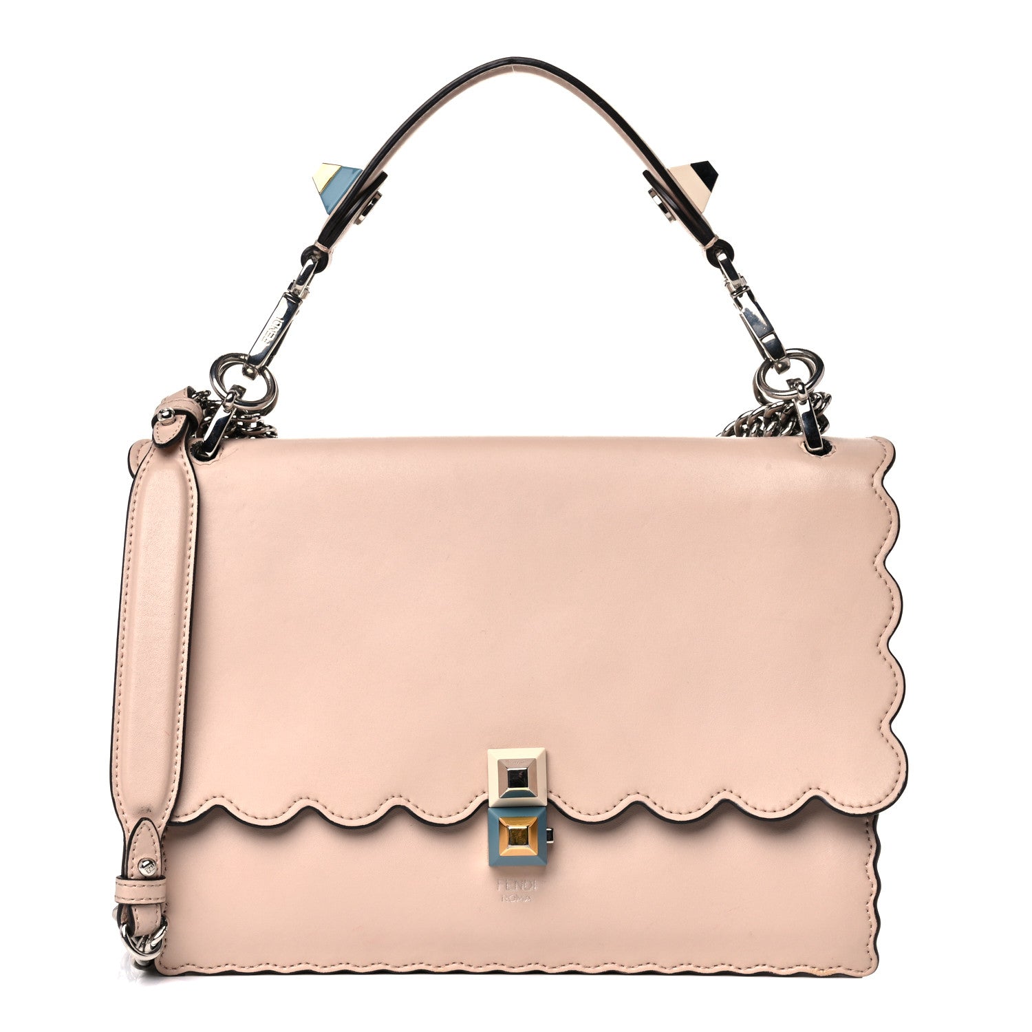 Fendi Vitello Liberty Scalloped Studded Kan I Shoulder Bag Plaster 1 of 20