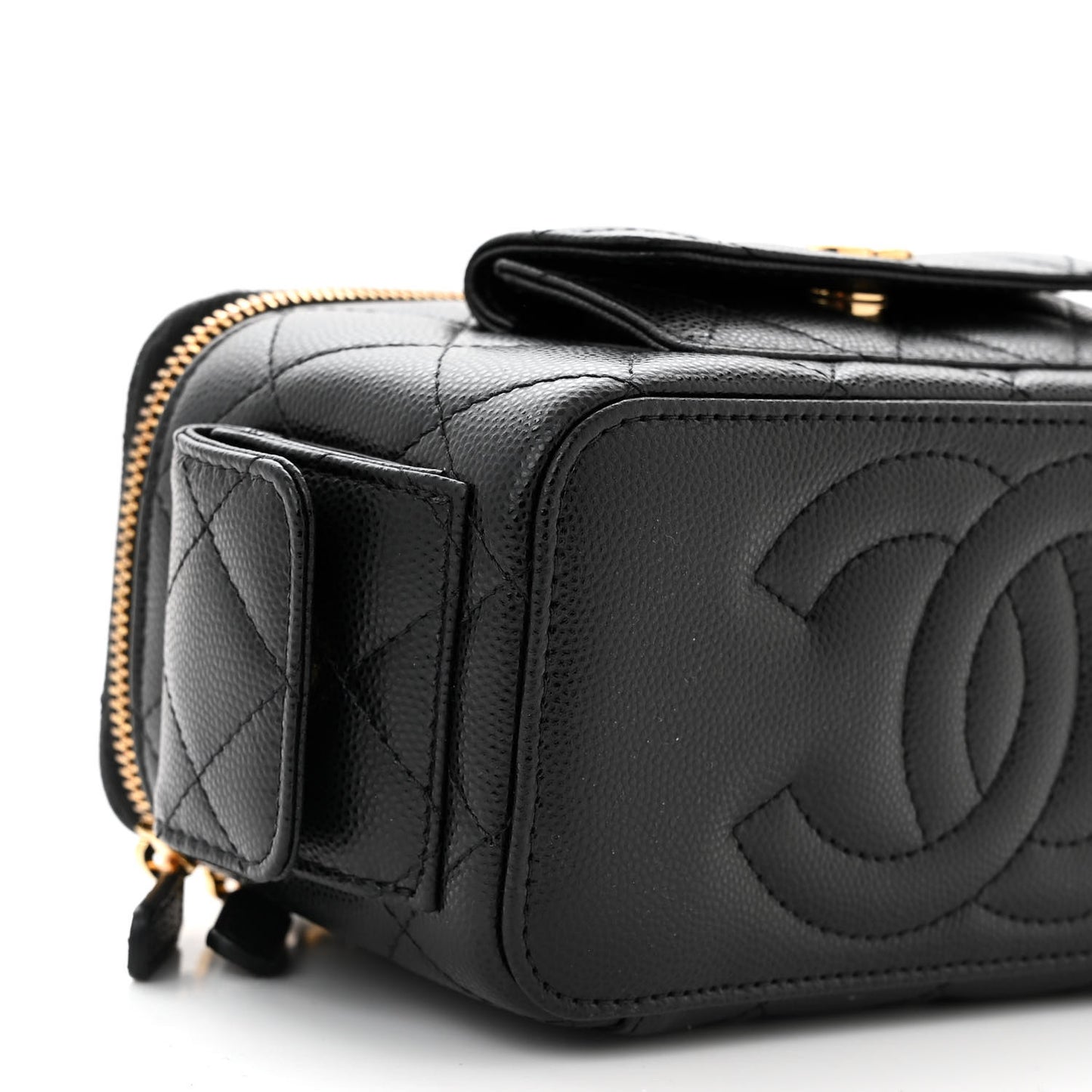 Caviar Quilted Polly Pocket East West Top Vanity With Chain Black