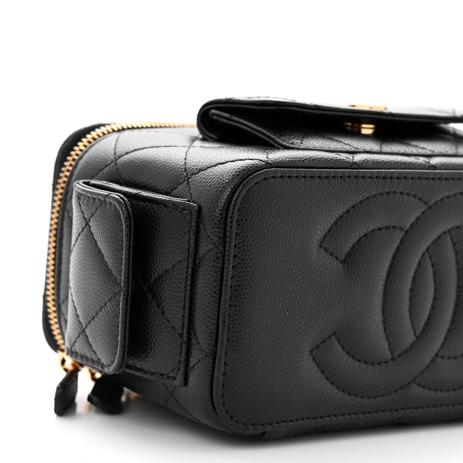 Chanel Caviar Quilted Polly Pocket East West Top Vanity With Chain Black 9 of 11
