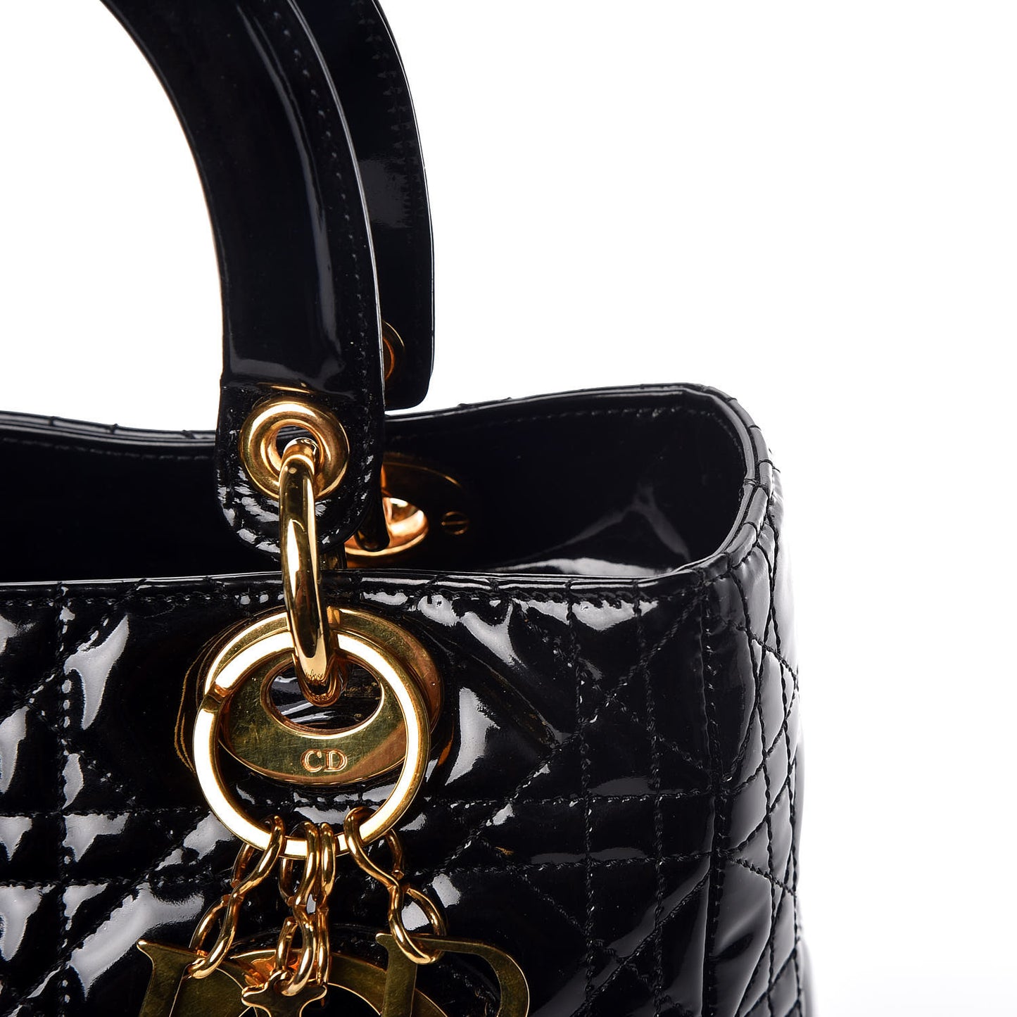 Patent Cannage Medium Lady Dior Black