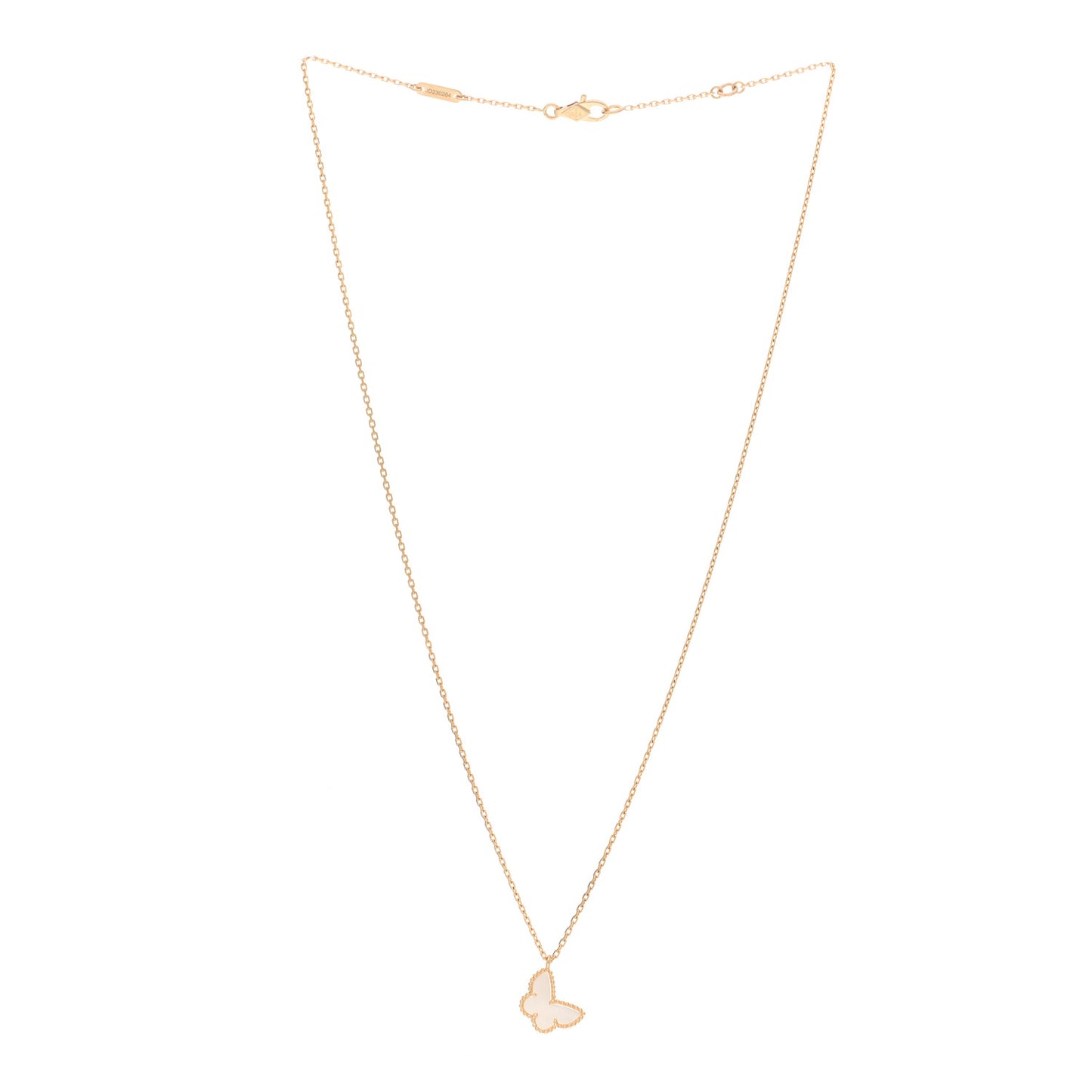 18K Yellow Gold Mother of Pearl Sweet Alhambra Butterfly Pendant Necklace
