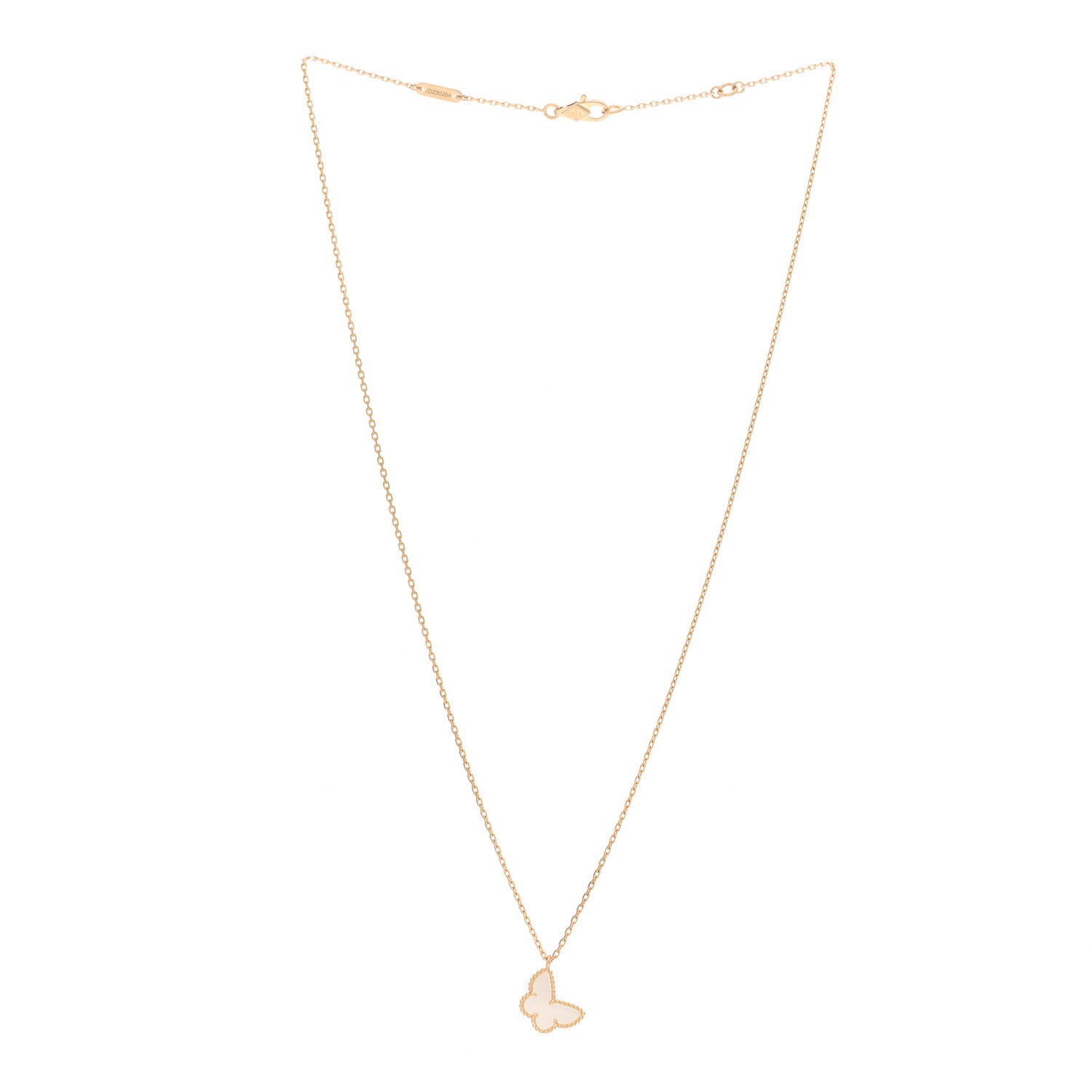 Van Cleef & Arpels 18K Yellow Gold Mother of Pearl Sweet Alhambra Butterfly Pendant Necklace 3 of 6