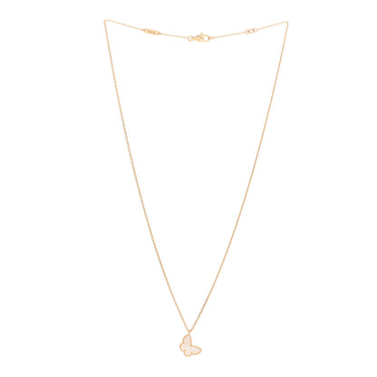 Van Cleef & Arpels 18K Yellow Gold Mother of Pearl Sweet Alhambra Butterfly Pendant Necklace 3 of 6
