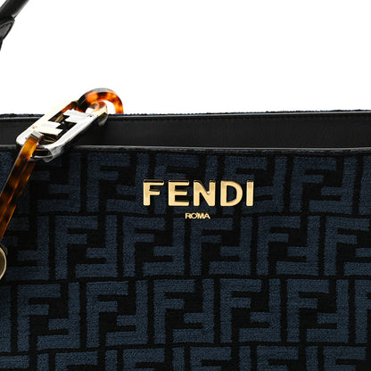 Fendi Chenille Vitello Seta Plexiglass FF Fendi O'Lock Zipper Blue Black 7 of 9