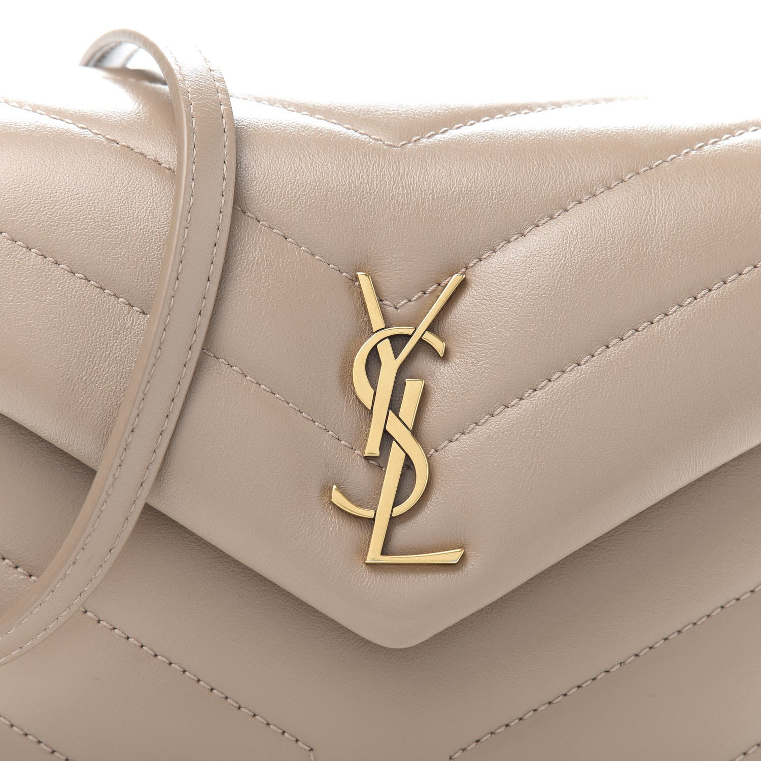 Saint Laurent Calfskin Y Quilted Monogram Toy Loulou Crossbody Bag Dark Beige 11 of 12