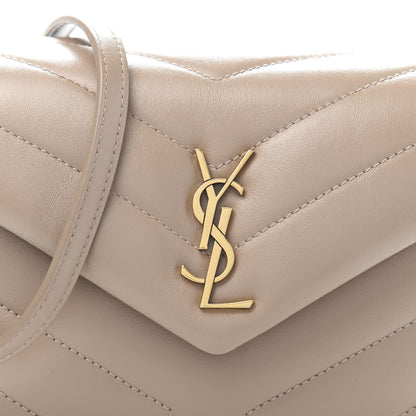 Saint Laurent Calfskin Y Quilted Monogram Toy Loulou Crossbody Bag Dark Beige 11 of 12