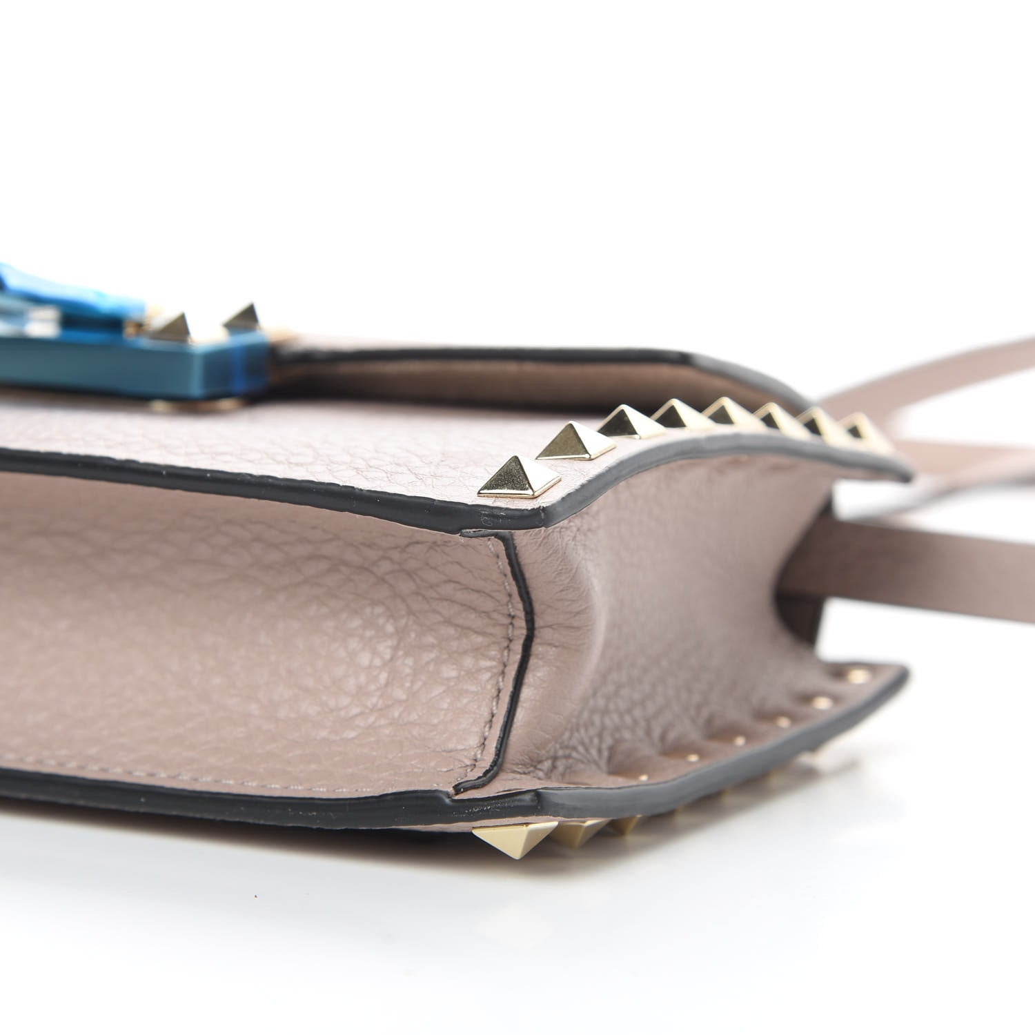 Valentino Garavani Pebbled Calfskin Small Rockstud Overlay Flap Shoulder Bag Poudre 9 of 12