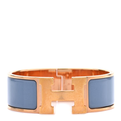 Hermes Enamel Clic Clac H Wide Bracelet PM Bleu Lin 1 of 4