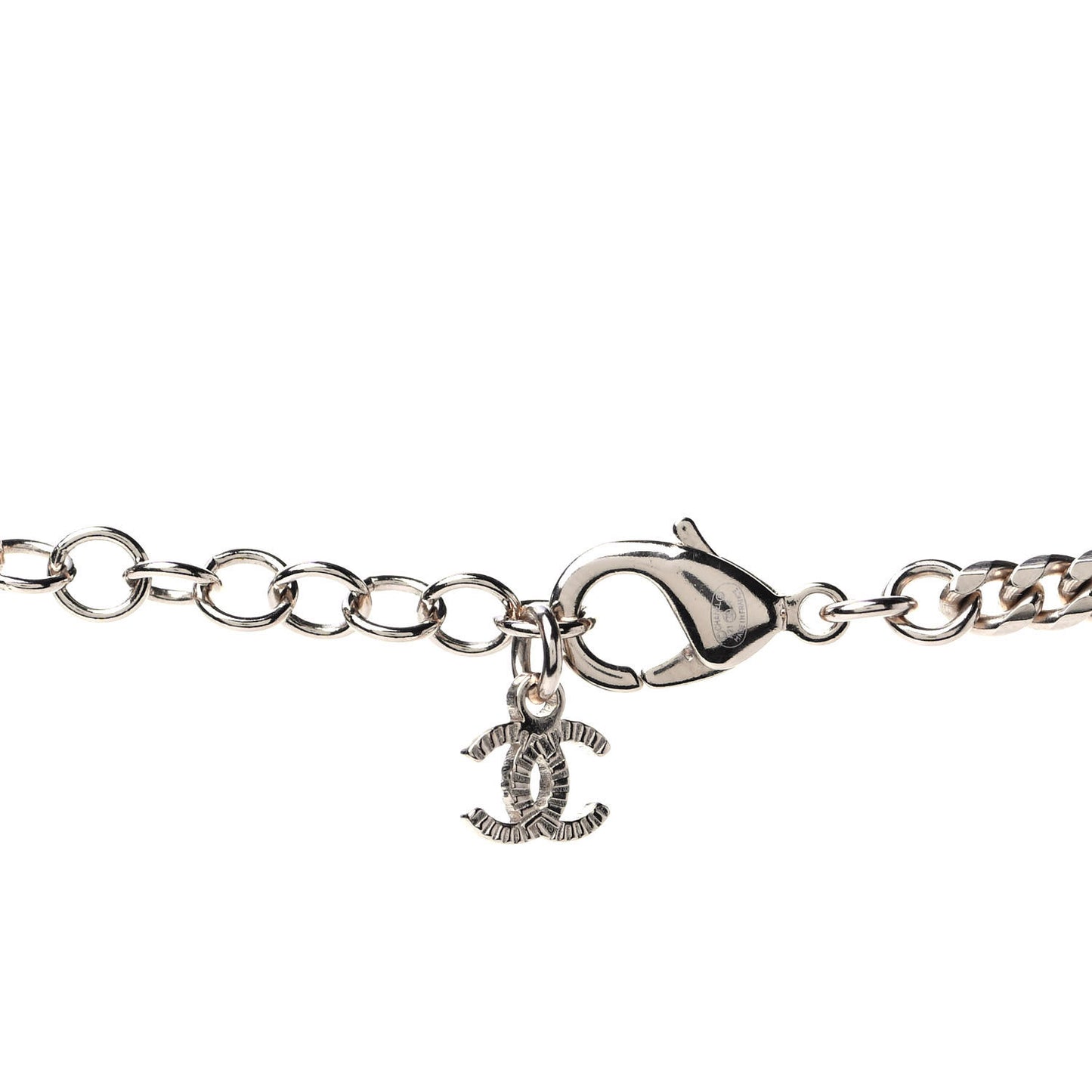 Pearl Crystal Chain CC Necklace Gold