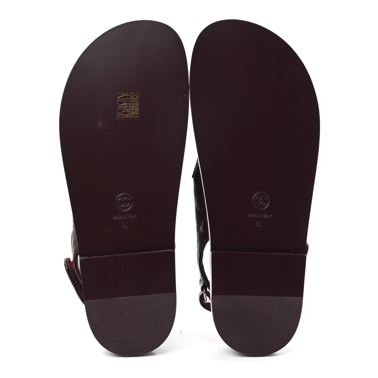 Grained Calfskin Quilted Velcro Dad Sandals 41 Burgundy