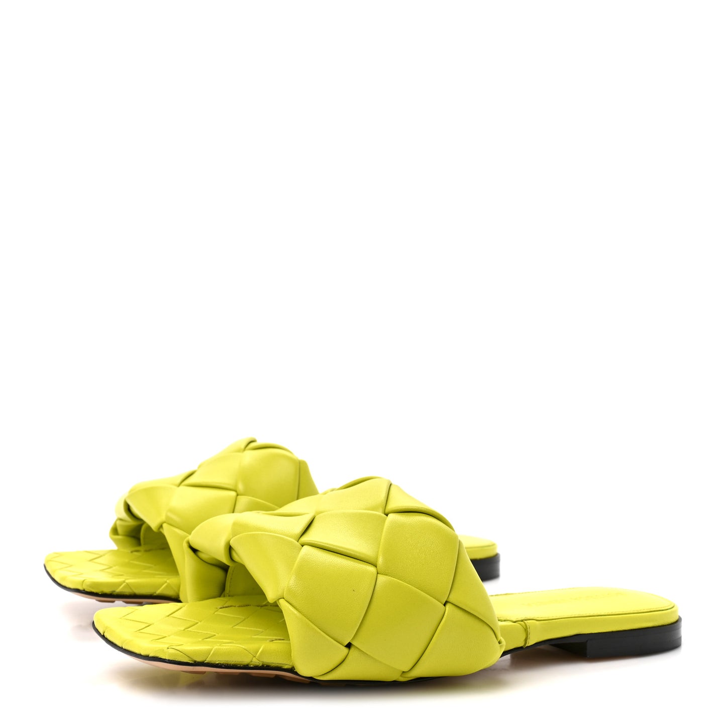 Nappa Maxi Intrecciato Lido Flat Sandals 38 Kiwi