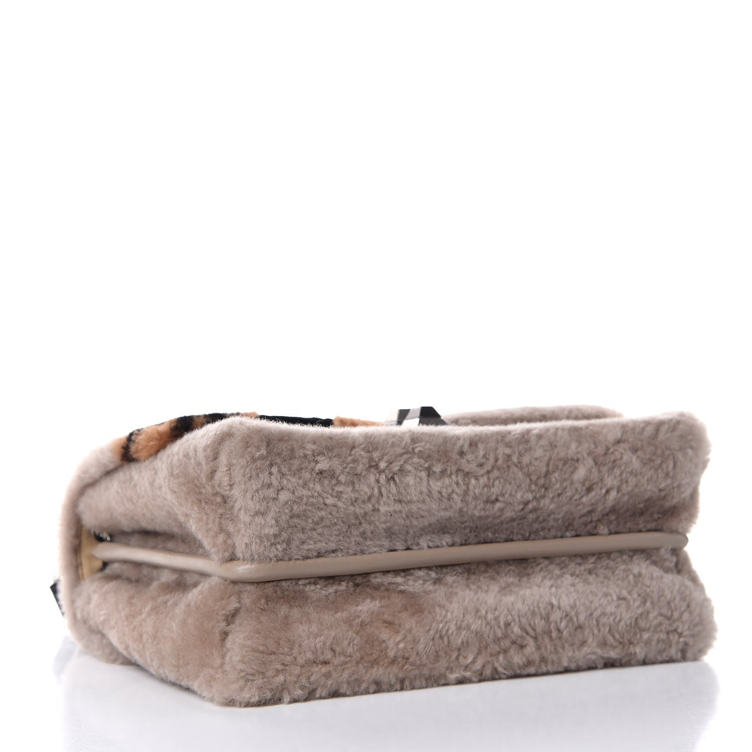 Fendi Shearling Calfskin Macro FF 1974 Diagonal Mania Kan I Shoulder Bag Multicolor 5 of 9