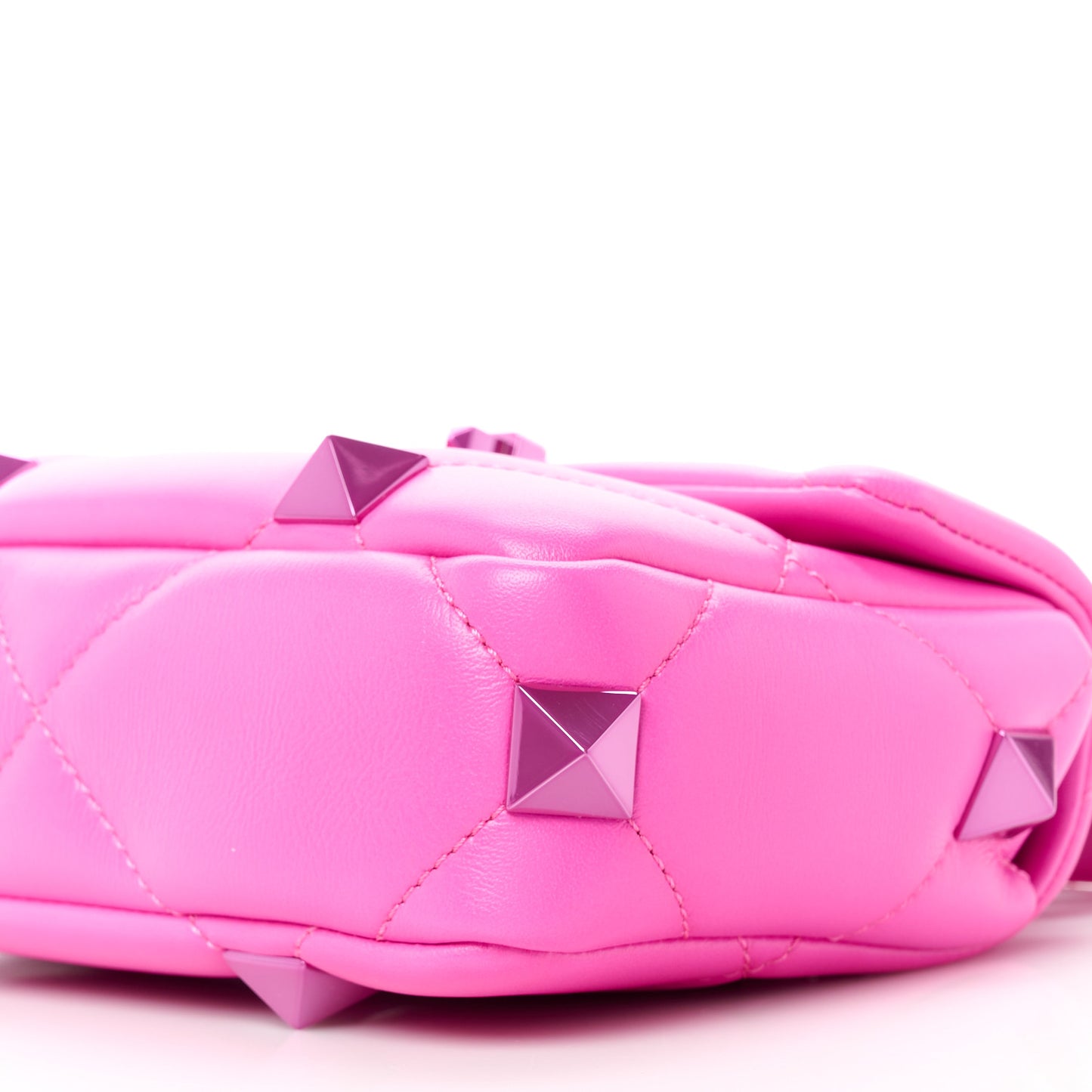 Nappa Lacquer Monochrome Small Roman Stud Shoulder Bag Pink PP