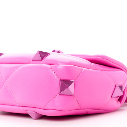 Valentino Garavani Nappa Lacquer Monochrome Small Roman Stud Shoulder Bag Pink PP 10 of 10