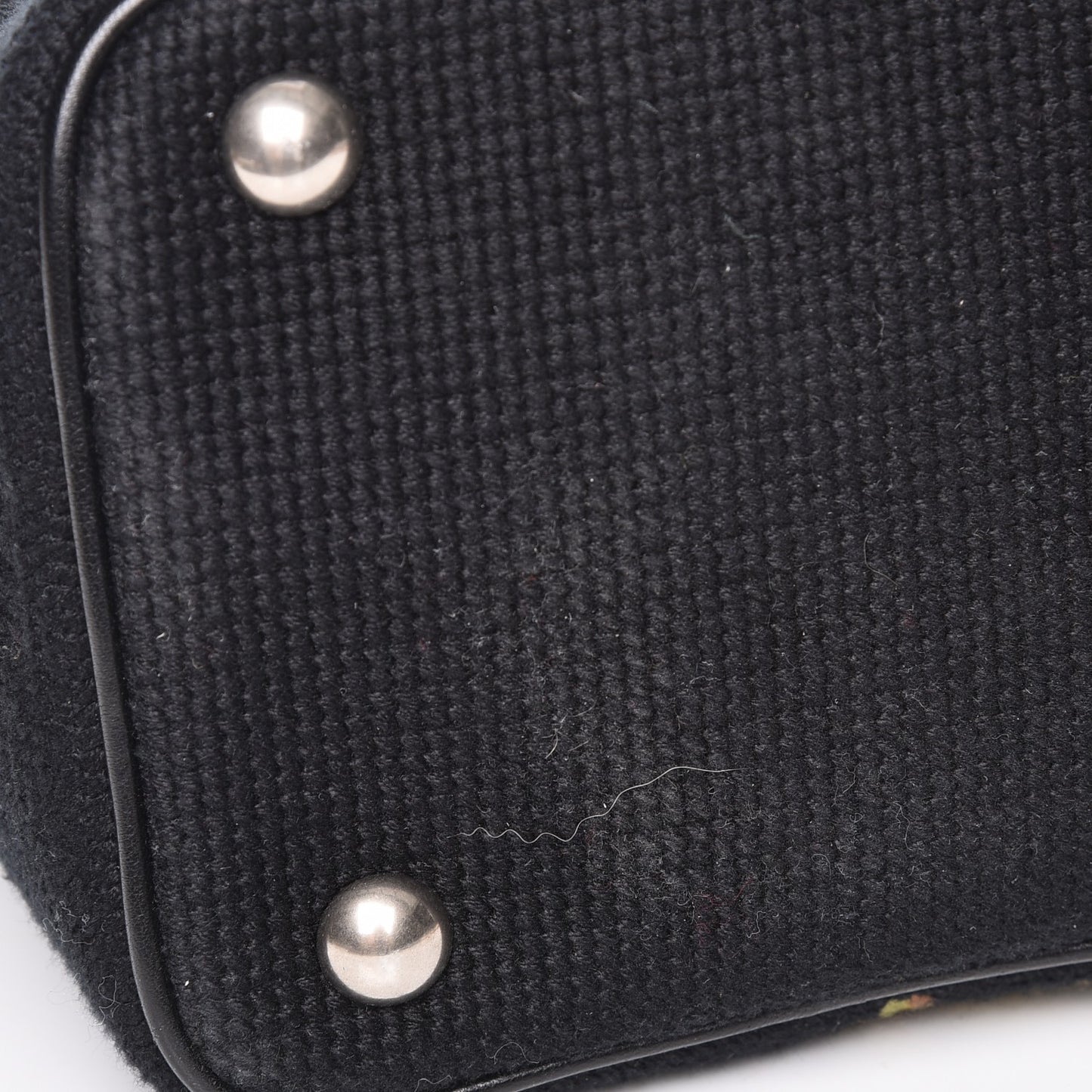 Woven Wool Embroidered Baby Emmanuelle Bucket Bag Black
