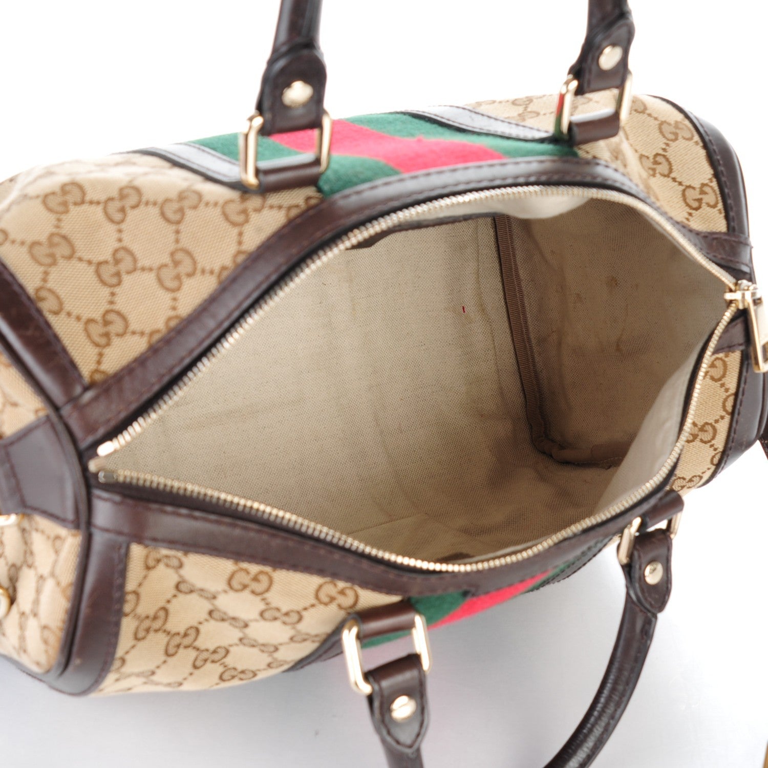 Gucci Monogram Vintage Web Medium Boston Dark Brown 11 of 18