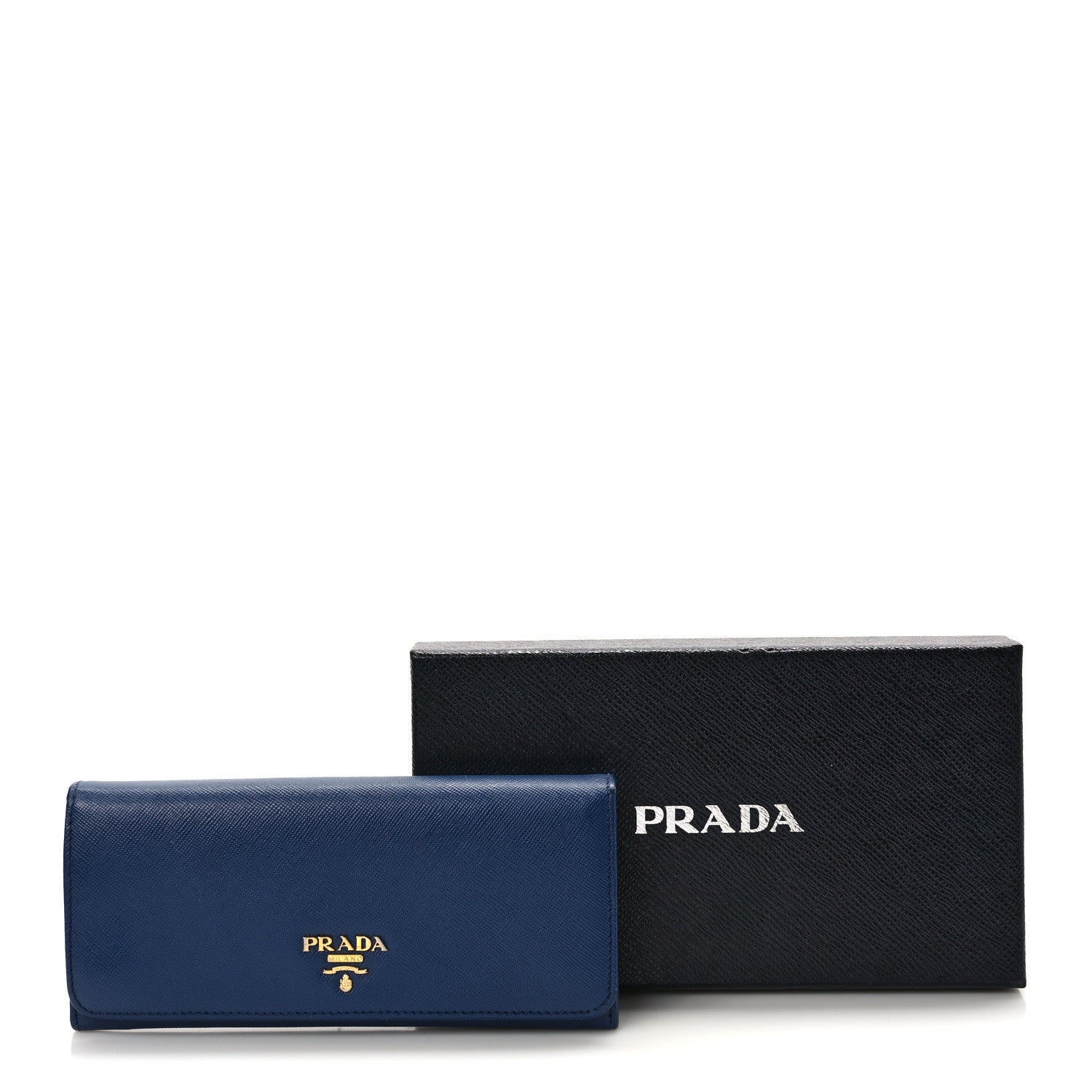 Prada Saffiano Metal Continental Flap Wallet Bleuette 7 of 7
